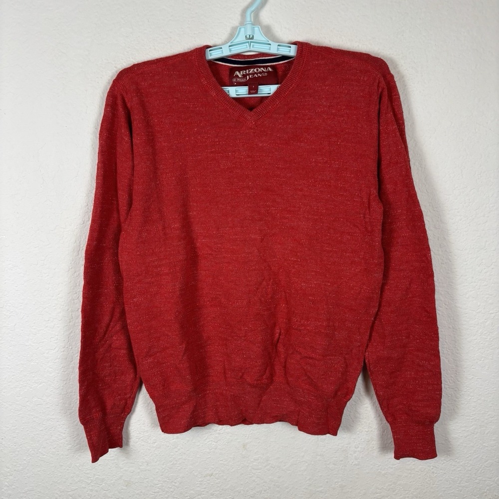 Arizona Jean Mens Sweater Sz S Small Long Sleeve Solid Red Soft Excellent